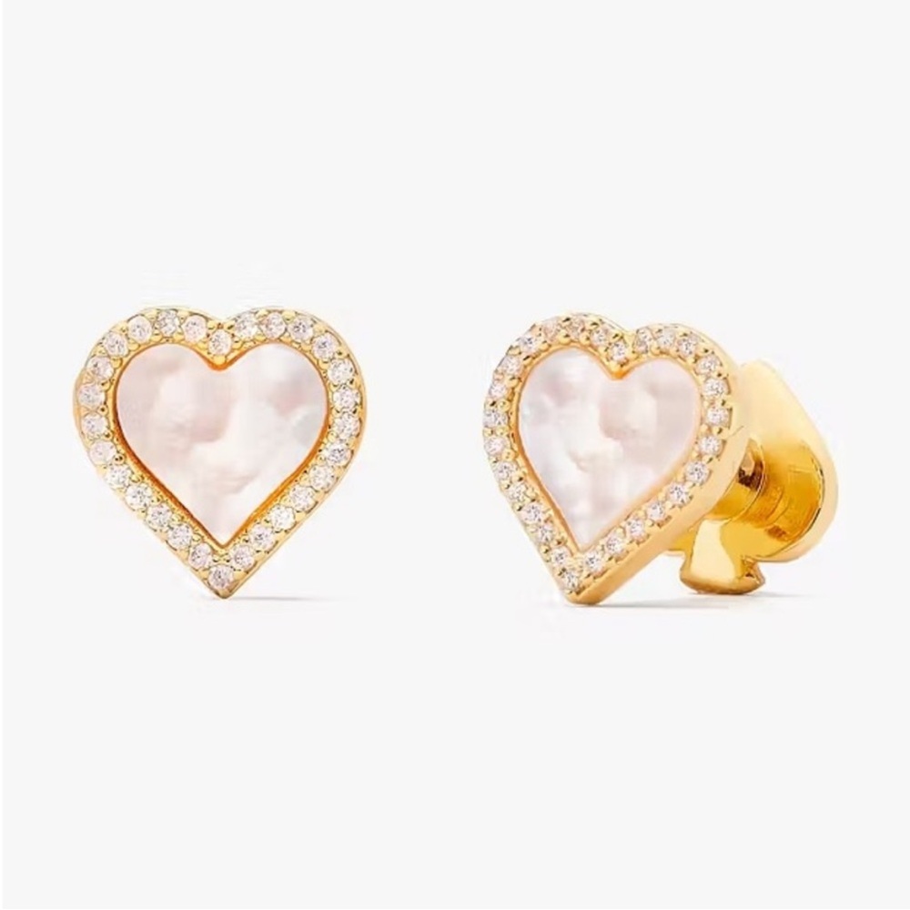 Kate Spade Gold and Pearl Heart Earrings